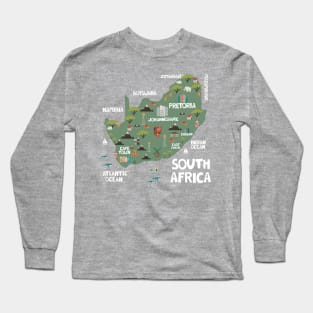 South Africa Illustrated Map Long Sleeve T-Shirt